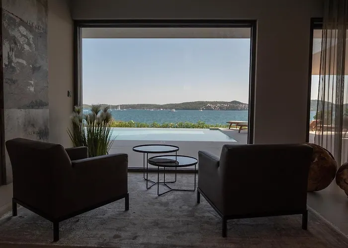 Beachfront Villa Malia Near Trogir With Heated Pool & Jacuzzi *