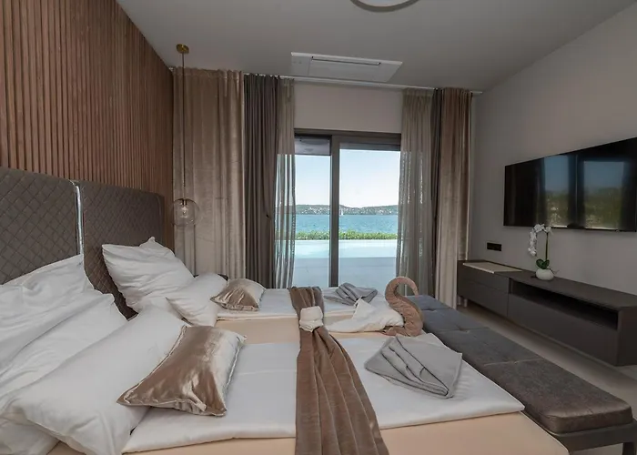 Beachfront Villa Malia Near Trogir With Heated Pool & Jacuzzi Trogir